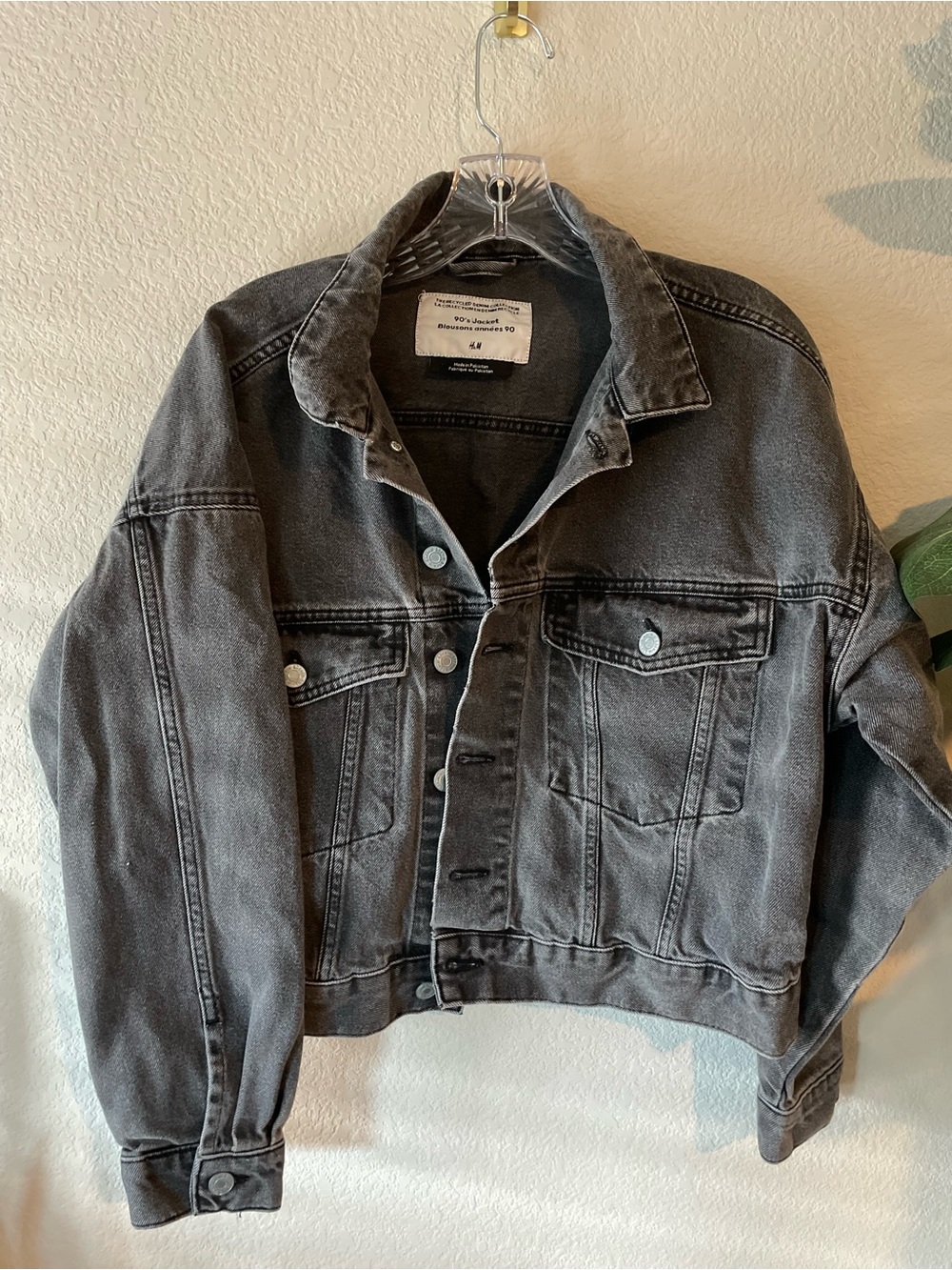 H&M Faded Black Cropped Denim Jacket - Women
